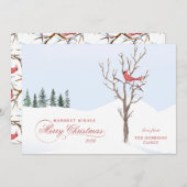 レッド（鳥）ショウジョウコウカンチョウバードクメリーリスマスフラットホリデーカード シーズンカード (正面/裏面)
