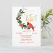 レッド（鳥）ショウジョウコウカンチョウバードクリスマスカンパニーパーティー 招待状 (スタンド正面)