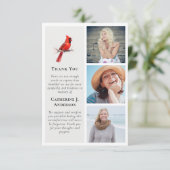 レッド(鳥)ショウジョウコウカンチョウバード3フォト悔やみや弔慰葬儀 サンキューカード (スタンド正面)
