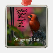 レッド（鳥）ショウジョウコウカンチョウパーソナライズされたメモリアルメタルオーナメント メタルオーナメント (正面)