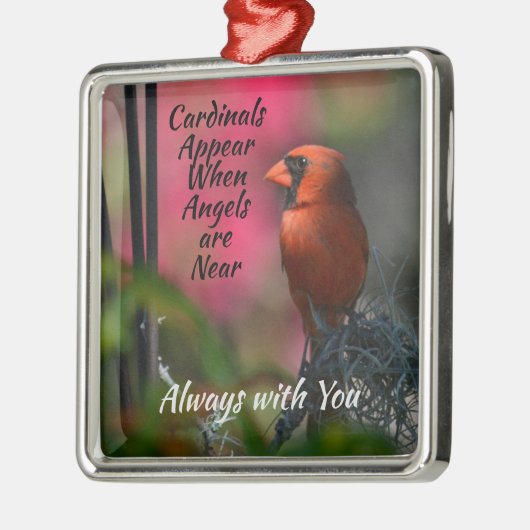 レッド（鳥）ショウジョウコウカンチョウパーソナライズされたメモリアルメタルオーナメント メタルオーナメント (左)