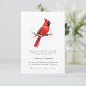 レッド（鳥）ショウジョウコウカンチョウフォト悔やみや弔慰葬儀記念館 サンキューカード (スタンド正面)