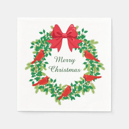 レッド（鳥）ショウジョウコウカンチョウホリデイリース スタンダードカクテルナプキン (正面)