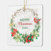 レッド（鳥）ショウジョウコウカンチョウホリデイリース セラミックオーナメント (左)