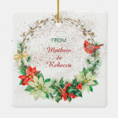 レッド（鳥）ショウジョウコウカンチョウホリデイリース セラミックオーナメント (裏面)