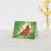 レッド（鳥）ショウジョウコウカンチョウホリデーカード愛、平和、希望 カード (黄色い花)