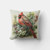 レッド(鳥)ショウジョウコウカンチョウホリーフェスティバル装飾用クッション クッション (正面)
