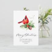 レッド（鳥）ショウジョウコウカンチョウホリーベリークリスマスグリーティング シーズンカード (スタンド正面)