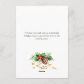 レッド（鳥）ショウジョウコウカンチョウホリーベリークリスマスグリーティング シーズンカード (裏面)