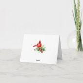 レッド（鳥）ショウジョウコウカンチョウホリーベリークリスマスグリーティング シーズンカード (裏面)