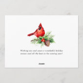 レッド（鳥）ショウジョウコウカンチョウホリーベリークリスマスグリーティング シーズンカード (裏面)