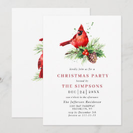 レッド（鳥）ショウジョウコウカンチョウホリーベリークリスマスホリデーパーティー 招待状