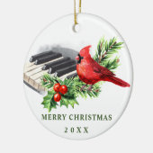 レッド（鳥）ショウジョウコウカンチョウホリーベリークリスマスホリデー セラミックオーナメント (左)