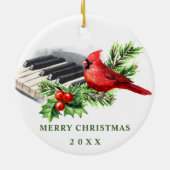 レッド（鳥）ショウジョウコウカンチョウホリーベリークリスマスホリデー セラミックオーナメント (裏面)