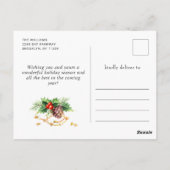 レッド（鳥）ショウジョウコウカンチョウホリーベリークリスマスホリデー ポストカード (裏面)