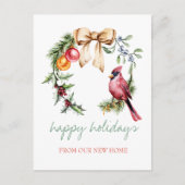 レッド(鳥)ショウジョウコウカンチョウホリーベリーホリデイ 案内ポストカード (正面)