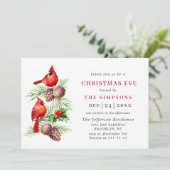レッド（鳥）ショウジョウコウカンチョウホリーベリーホリデークリスマスイブ 招待状 (スタンド正面)