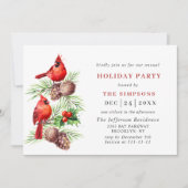 レッド(鳥)ショウジョウコウカンチョウホリーベリーホリデークリスマスパーティー 招待状 (正面)
