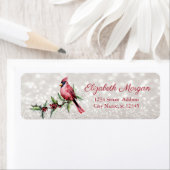 レッド（鳥）ショウジョウコウカンチョウホリーベリー《写真》ぼけ味 ラベル (インサイチュ)