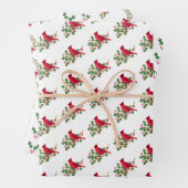 レッド(鳥)ショウジョウコウカンチョウホリ離れークリスマス ラッピングペーパーシート (インサイチュ)