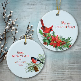 レッド（鳥）ショウジョウコウカンチョウポインセチア セラミックオーナメント