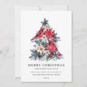 レッド（鳥）ショウジョウコウカンチョウポインセティアホリーベリー企業のツリー シーズンカード (正面)