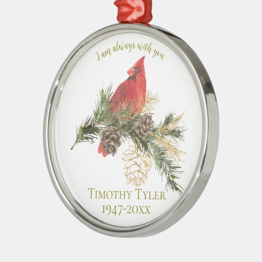 レッド（鳥）ショウジョウコウカンチョウメモリアルクリスマスオーナメント メタルオーナメント (左)