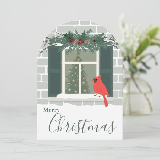 レッド(鳥)ショウジョウコウカンチョウメリークリスマス 招待状 (スタンド正面)