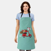 レッド（鳥）ショウジョウコウカンチョウラバーズオンスクーター エプロン (着用した状態)