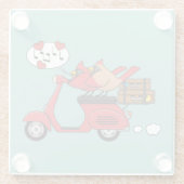 レッド（鳥）ショウジョウコウカンチョウラバーズオンスクーター ガラスコースター (裏面)