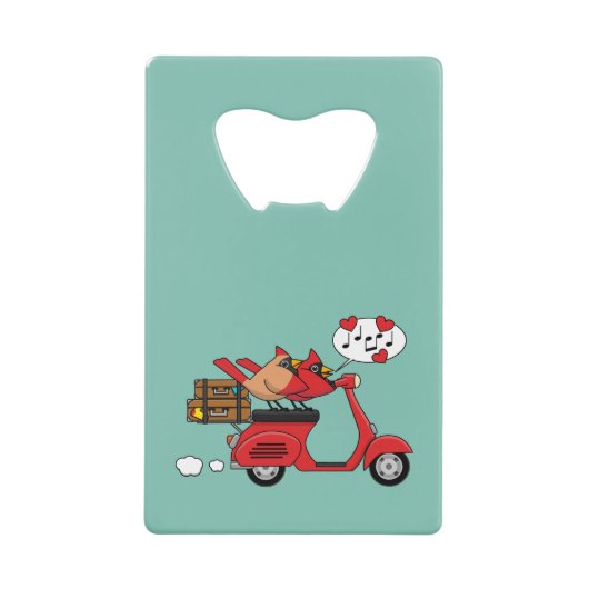 レッド(鳥)ショウジョウコウカンチョウラバーズオンスクーター クレジットカード栓抜き (正面)