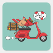 レッド(鳥)ショウジョウコウカンチョウラバーズオンスクーター スクエアシール (正面)