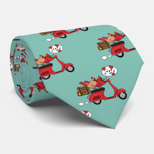 レッド（鳥）ショウジョウコウカンチョウラバーズオンスクーター ネクタイ (ロール)
