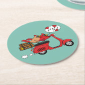 レッド（鳥）ショウジョウコウカンチョウラバーズオンスクーター ラウンドペーパーコースター (アングル)