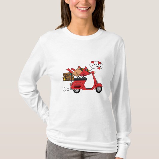 レッド（鳥）ショウジョウコウカンチョウラバーズオンスクーター Tシャツ (正面)