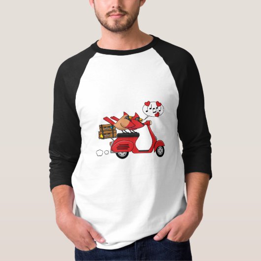 レッド(鳥)ショウジョウコウカンチョウラバーズオンスクーター Tシャツ (正面)