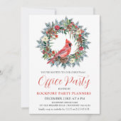 レッド（鳥）ショウジョウコウカンチョウリースクリスマスオフィスパーティー 招待状 (正面)