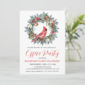 レッド（鳥）ショウジョウコウカンチョウリースクリスマスオフィスパーティー 招待状 (スタンド正面)