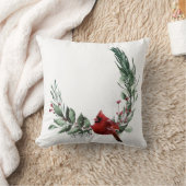 レッド(鳥)ショウジョウコウカンチョウリース冬の素朴な装飾 クッション (ブランケット)