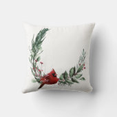 レッド(鳥)ショウジョウコウカンチョウリース冬の素朴な装飾 クッション (裏面)