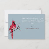 レッド（鳥）ショウジョウコウカンチョウ写真葬儀サンキューカード サンキューカード (正面)