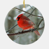 レッド（鳥）ショウジョウコウカンチョウ冬オーナメント セラミックオーナメント (裏面)