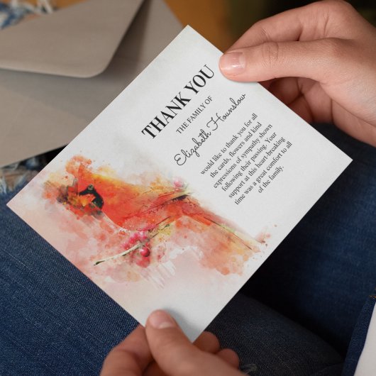 レッド(鳥)ショウジョウコウカンチョウ悔やみや弔慰葬儀 サンキューカード