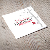 レッド(鳥)ショウジョウコウカンチョウ樺の木ツリーシンプルウィンターホリデイ スタンダードカクテルナプキン