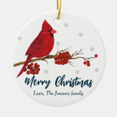 レッド(鳥)ショウジョウコウカンチョウ誕生日クリスマスオーナメント セラミックオーナメント (正面)