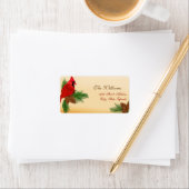 レッド(鳥)ショウジョウコウカンチョウ&パインズクリスマス住所 シール (インサイチュ)