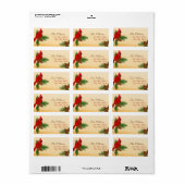 レッド(鳥)ショウジョウコウカンチョウ&パインズクリスマス住所 シール (フルシート)