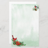 レッド（鳥）ショウジョウコウカンチョウ&ブルフィンチバードホリデーステーショナリー 便箋 (正面/裏面)