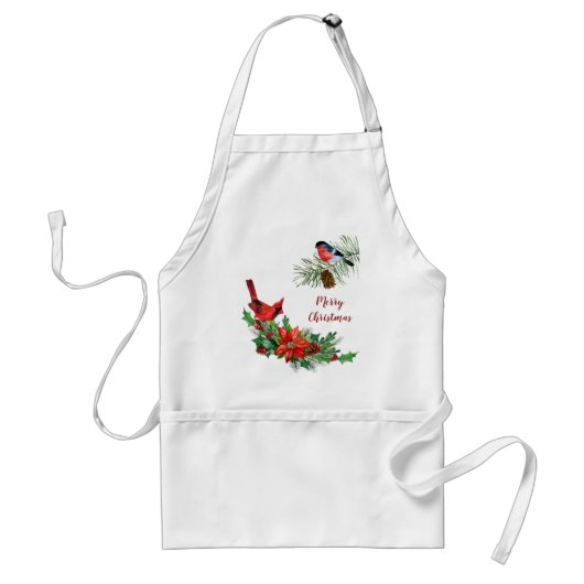 レッド（鳥）ショウジョウコウカンチョウ&ブルフィンチバードホリデー スタンダードエプロン (正面)