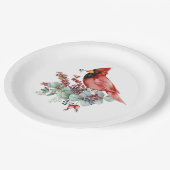レッド（鳥）ショウジョウコウカンチョウ、レッドベリー、ユーカリ・クリスマス ペーパープレート (アングル)